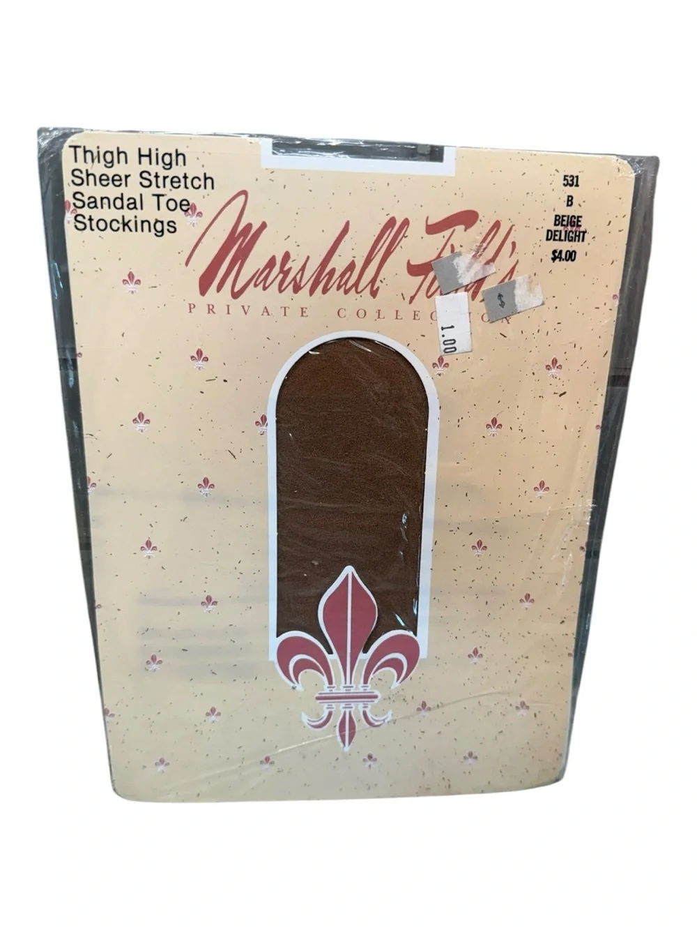 Vintage Marshall Field’s Thigh High Sheer Stretch Stockings B Beige Delight